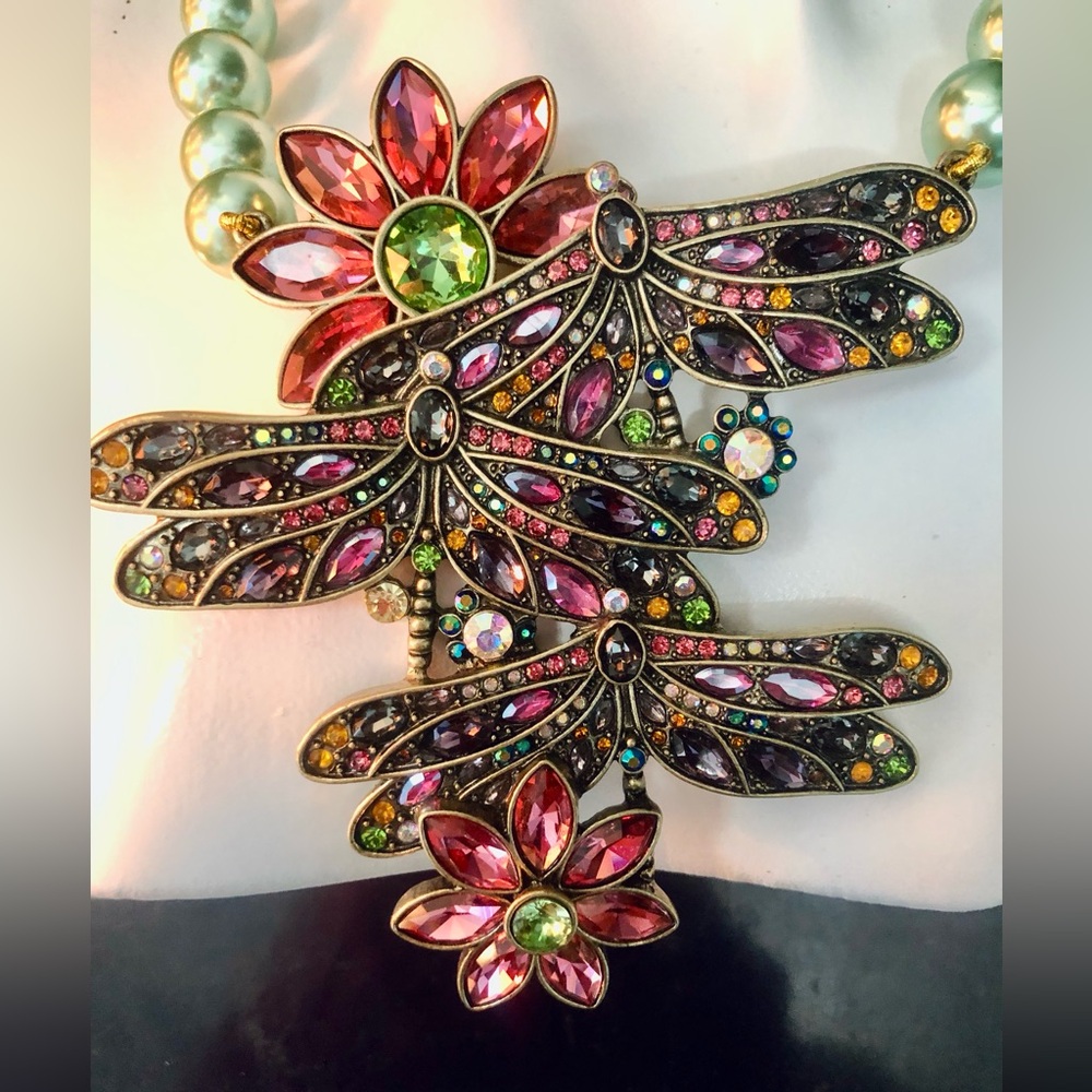 Heidi Daus “ Dance of the Dragonfly” Colorful Floral Necklace